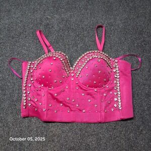 KIWI Heavy Studded Jeweled Longline Sexy Bra Size‎ Large Festival